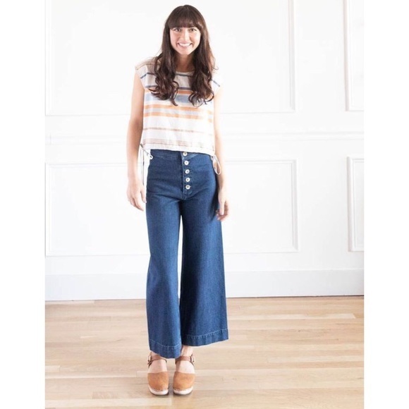 Anthropologie Denim - ANTHROPOLOGIE // ODELLS Sailor wide leg high waisted button jeans size 2